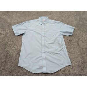 Brooks‎ Brothers 346 Button Up Shirt Mens 16.5 Blue Regular Fit Non-Iron Casual
